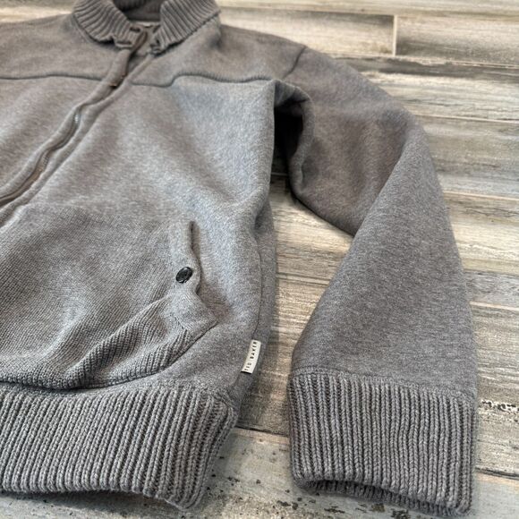 Ted Baker Cotton Blend Zip Up Gray Jacket Sweater Front Pouch Pocket Warm Lining - Picture 3 of 9